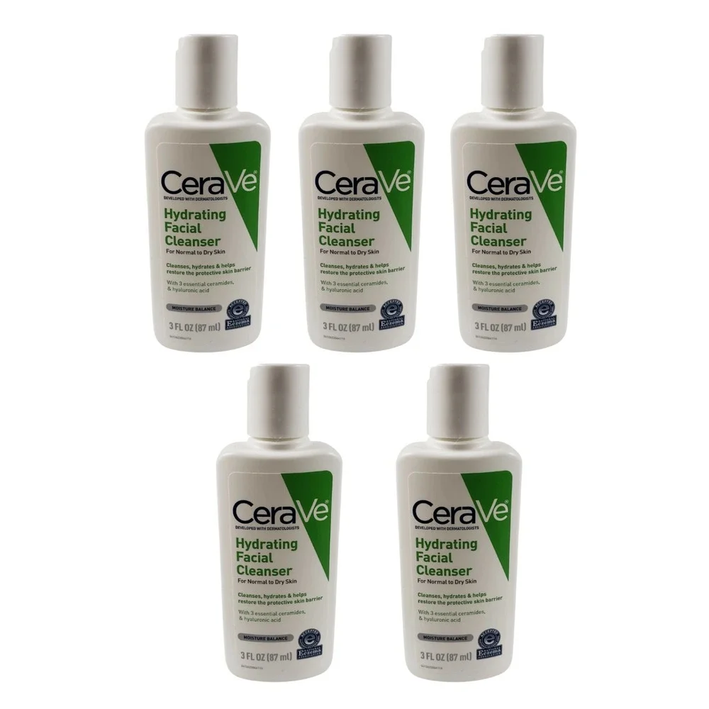 CeraVe Hydrating Facial Cleanser 3 fl oz Travel Size Normal to Dry Skin Lot of 5
